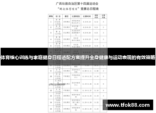 体育核心训练与家庭健身日程适配方案提升全身健康与运动表现的有效策略